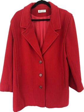 Forecaster of Boston Vintage Red Wool Coat - Single-Breasted - Made in USA